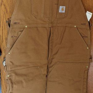 Men's Carhartt Zip-To-Thigh Lined Bib Overalls (R41-BRN) 40x32